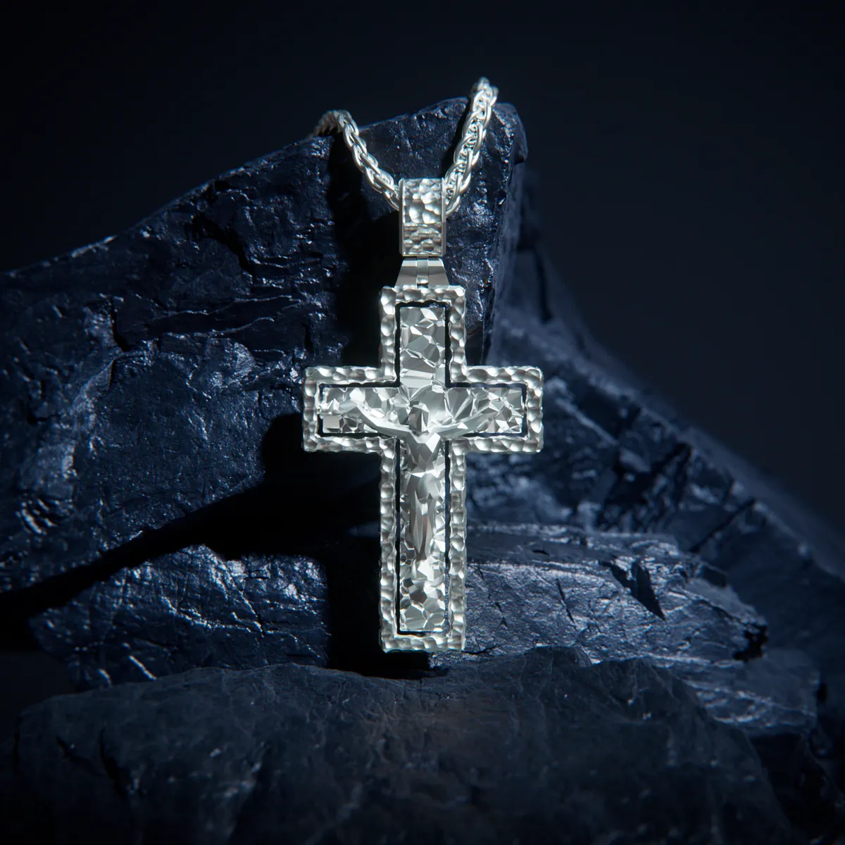 Silver Cross on Rock